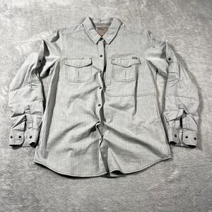 5.11 Tactical Gray Striped‎ Long Sleeve Button Down Shirt Womens Utility